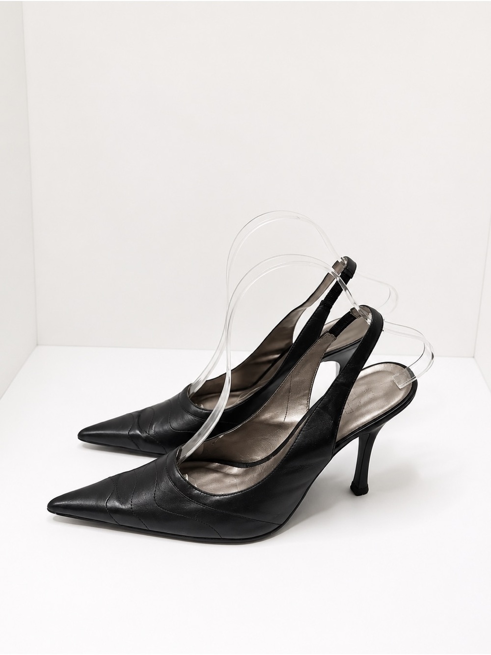BCBG Paris Black Pointed Toe Slingback Pumps Size 7.5